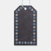 Chalkboard Blue Boy Paw Print Baby shower Cadeaulabel (Achterkant)