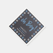 Chalkboard Blue Boy Paw Print Baby shower Servet (Hoek)