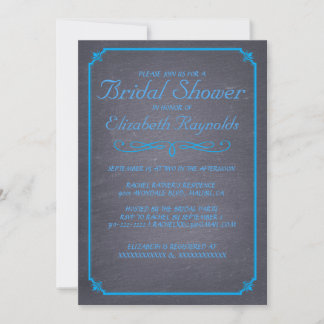 Chalkboard Blue Bridal Shower-uitnodigingen Kaart