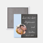 Chalkboard Blue bruiloft aankondiging magneet (Voorkant / Achterkant)