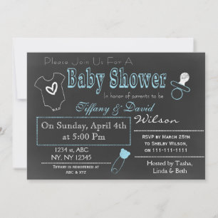 Chalkboard blue Couple's Baby shower Invitation Kaart
