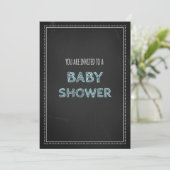 Chalkboard Blue Custom Baby Shower-uitnodigingen Kaart (Staand voorkant)