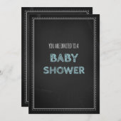 Chalkboard Blue Custom Baby Shower-uitnodigingen Kaart (Voorkant / Achterkant)