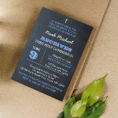 Chalkboard Blue Eerste Communie Uitnodiging