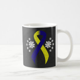 Chalkboard Blue en Yellow Awareness Ribbon Koffiemok