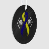 Chalkboard Blue en Yellow Awareness Ribbon Ornament (voorkant)