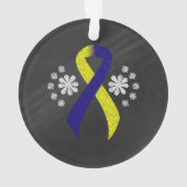 Chalkboard Blue en Yellow Awareness Ribbon Ornament (achterkant)