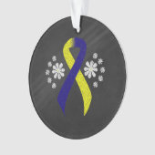 Chalkboard Blue en Yellow Awareness Ribbon Ornament (voorkant)
