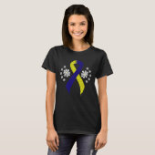 Chalkboard Blue en Yellow Awareness Ribbon T-shirt (Voorkant volledig)