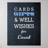 Chalkboard Blue Gift Table Sign. Poster (Voorkant)