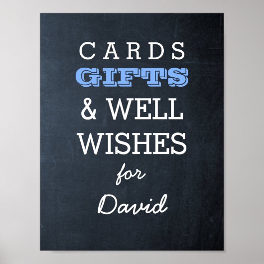 Chalkboard Blue Gift Table Sign. Poster (Voorkant)
