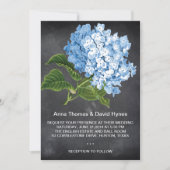 CHALKBOARD BLUE HYDRANGEA PERSONALISEERDE WEDDING KAART (Voorkant)