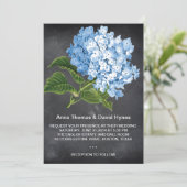 CHALKBOARD BLUE HYDRANGEA PERSONALISEERDE WEDDING KAART (Staand voorkant)