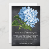 CHALKBOARD BLUE HYDRANGEA PERSONALISEERDE WEDDING KAART (Voorkant / Achterkant)