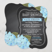 Chalkboard Blue Hydrangeas Baby shower Kaart (Voorkant / Achterkant)