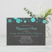 Chalkboard Blue Lantern Engagement Party Kaart (Staand voorkant)