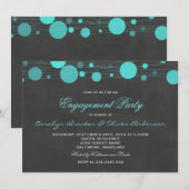 Chalkboard Blue Lantern Engagement Party Kaart (Voorkant / Achterkant)