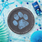Chalkboard Blue Paw Print Baby shower Papieren Bordje (Feest)