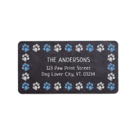 Chalkboard Blue Paw Print Return Address Labels
