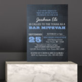 Chalkboard Blue Photo Bar Mitzvah Uitnodiging