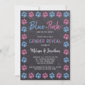 Chalkboard Blue Pink Paw Prins Gender onthullen Kaart (Voorkant)