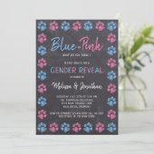 Chalkboard Blue Pink Paw Prins Gender onthullen Kaart (Staand voorkant)