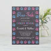 Chalkboard Blue Pink Paw Prins Gender onthullen Kaart (Staand voorkant)