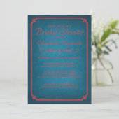 Chalkboard Blue & Red Bridal Shower Invitations Kaart (Staand voorkant)
