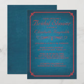 Chalkboard Blue & Red Bridal Shower Invitations Kaart (Voorkant / Achterkant)