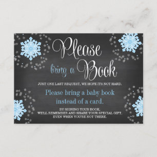 Chalkboard Blue Snowflake Baby shower Breng een bo Informatiekaartje
