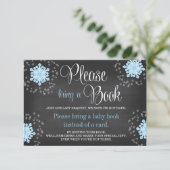 Chalkboard Blue Snowflake Baby shower Breng een bo Informatiekaartje (Staand voorkant)