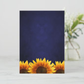 Chalkboard Blue Sunflower Wedding Invitting Kaart (Staand voorkant)