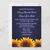 Chalkboard Blue Sunflower Wedding Invitting Kaart (Achterkant)