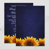 Chalkboard Blue Sunflower Wedding Invitting Kaart (Voorkant / Achterkant)