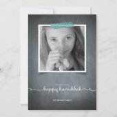 Chalkboard Blue Washi Tape Hanukkah Photo Card Feestdagenkaart (Voorkant)