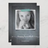 Chalkboard Blue Washi Tape Hanukkah Photo Card Feestdagenkaart (Voorkant / Achterkant)