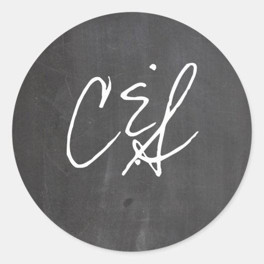 Chalkboard Blue Wedding Envelope Seal Ronde Sticker (Voorkant)
