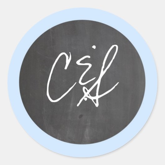 Chalkboard Blue Wedding Envelope Stickers (Voorkant)