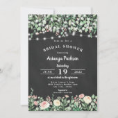 Chalkboard Blush Floral Lights Vrijgezellenfeest Kaart (Voorkant)