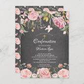Chalkboard Blush Pink Floral bevestiging Kaart (Voorkant / Achterkant)