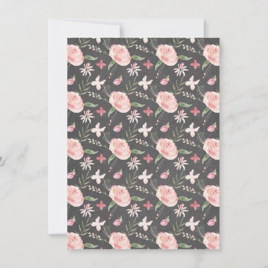 Chalkboard Blush Pink Floral bevestiging Kaart (Achterkant)