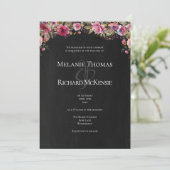 Chalkboard Blush Pink Floral Wedding Invitation Kaart (Staand voorkant)