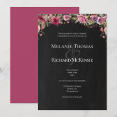 Chalkboard Blush Pink Floral Wedding Invitation Kaart (Voorkant / Achterkant)