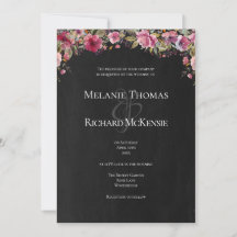 Chalkboard Blush Pink Floral Wedding Invitation