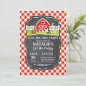 Chalkboard Boerderij Birthday Invitation Barnyard Kaart (Staand voorkant)