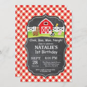 Chalkboard Boerderij Birthday Invitation Barnyard Kaart (Voorkant / Achterkant)
