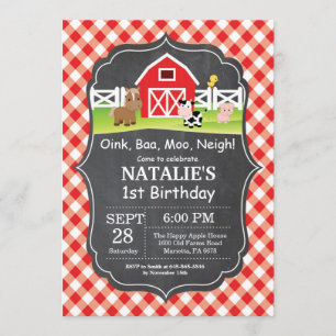 Chalkboard Boerderij Birthday Invitation Barnyard  Kaart