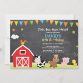 Chalkboard Boerderij Birthday Invitation Barnyard Kaart (Voorkant)