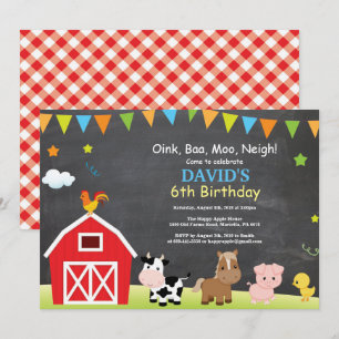 Chalkboard Boerderij Birthday Invitation Barnyard  Kaart