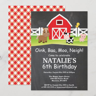 Chalkboard Boerderij Birthday Invitation Barnyard  Kaart